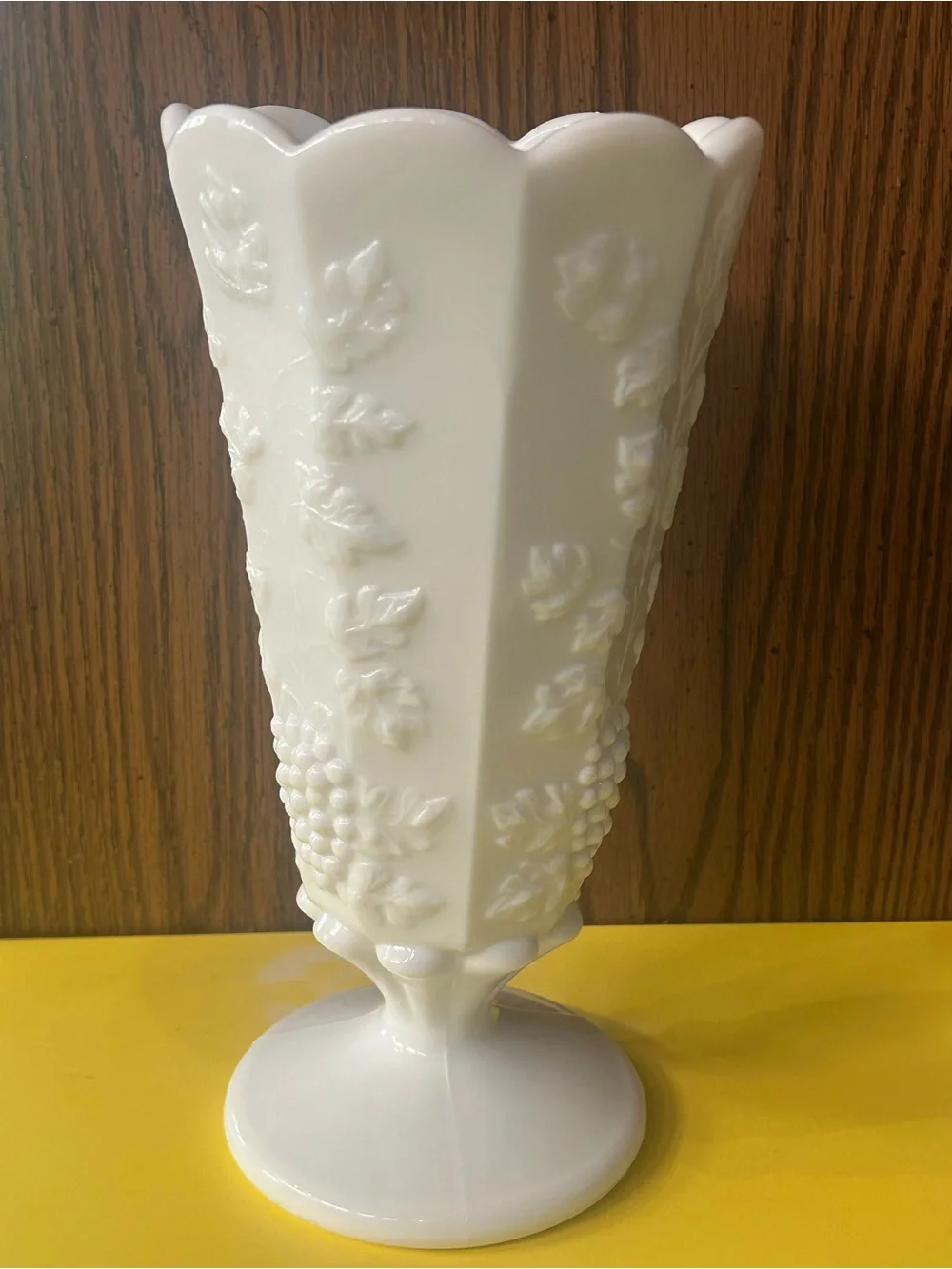 Vintage Westmoreland White Milk Glass “Paneled Grape” Vase